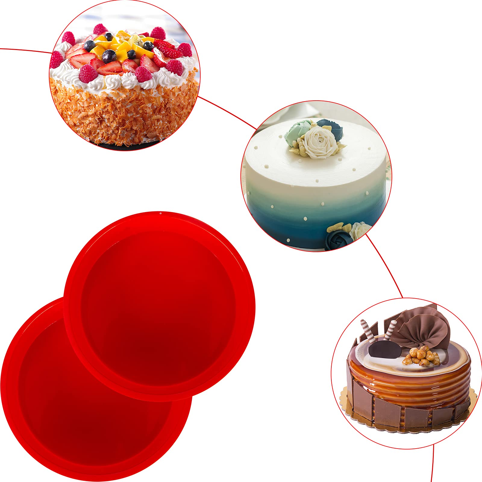 2 Pieces Silicone Cake Mold, 6 Inch Round Baking Pan Silicone Cake Shaper Mold Nonstick & Quick Release Baking Tray Reusable Cak